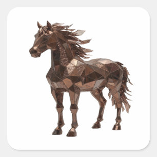 Dynamisches Silber-KUPFER-PFERD Sticker-Grafik Quadratischer Aufkleber