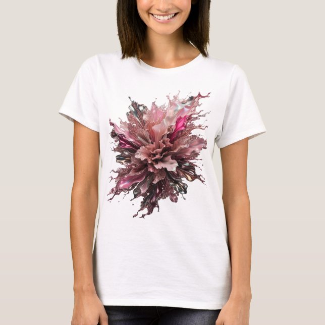 Dynamisches Silber & Pink ABSTRACT ART Maßgeschnei T-Shirt (Vorderseite)
