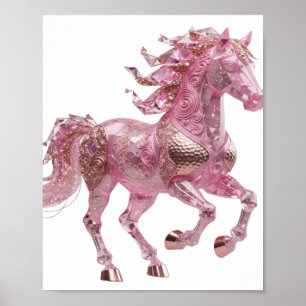 Dynamisches Silber PINK GLAS PFERD Künstlerisches Poster