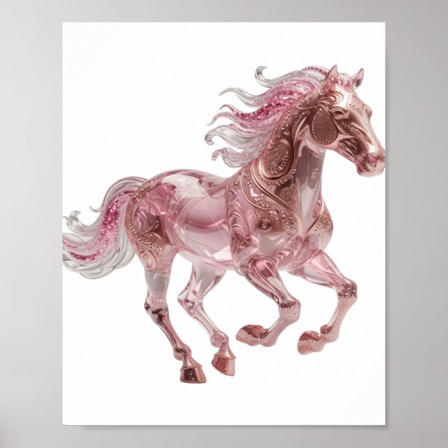 Dynamisches Silber PINK GLAS PFERD Statement Desig Poster (Vorne)