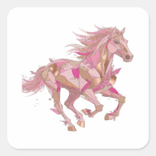 Dynamisches Silber PINK UND GOLDEN PONY Aufkleber