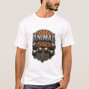 Dynamisches Silber-Tierstärke-Künstlerisches Motiv T-Shirt