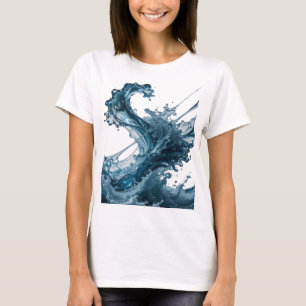 Dynamisches Silber WATER WAVE Künstlerisches Motiv T-Shirt