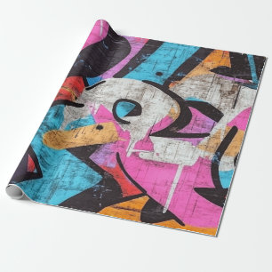 Dynamisches Stadtwandbild mit lebendigen Graffiti- Geschenkpapier