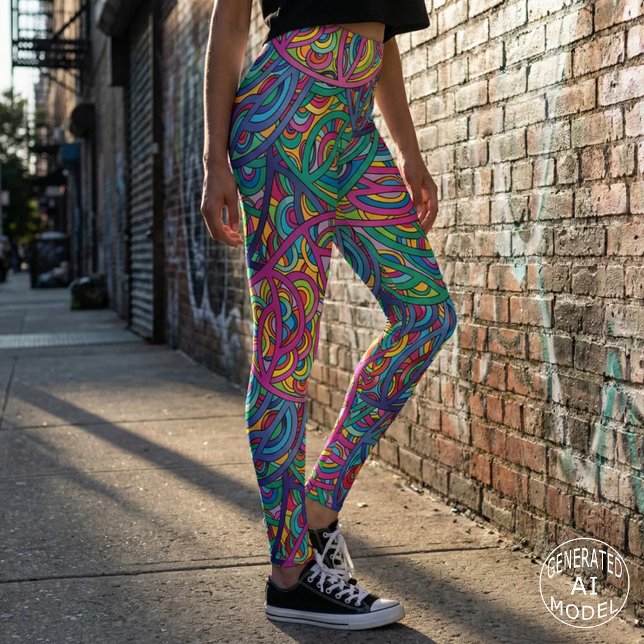 Dynamisches Urban Waves Abstraktes Muster Leggings (Von Creator hochgeladen)