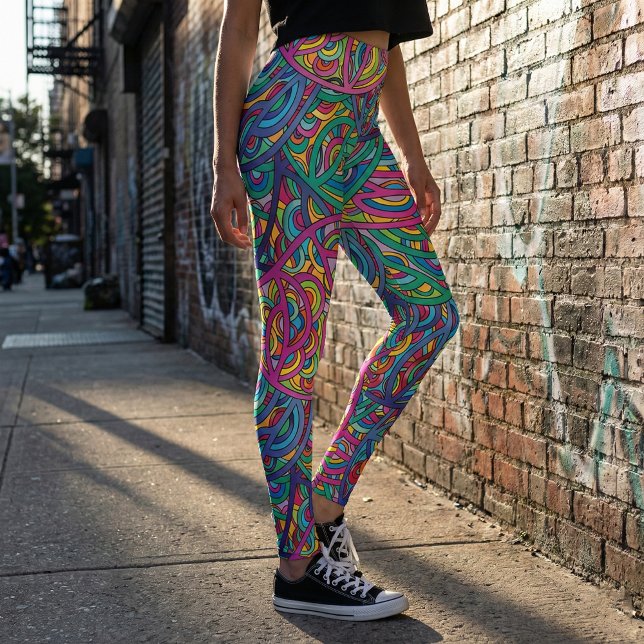 Dynamisches Urban Waves Abstraktes Muster Leggings (Von Creator hochgeladen)
