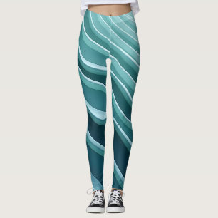 Dynamisches Wellenmuster in aquamarin und türkisfa Leggings