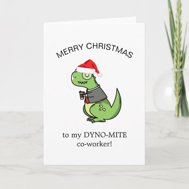 Dynamitcoworker Dinosaurier lustig frohe Weihnacht Karte (Vorderseite)