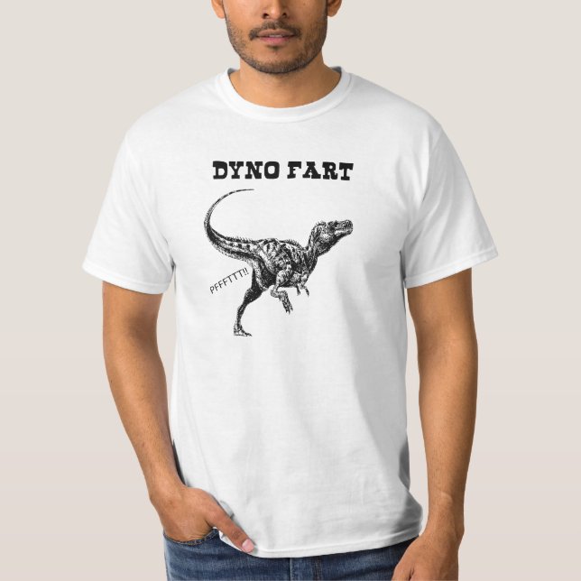Dyno Furz - Farting Tyrannosaurus Rex Dinosaurier T-Shirt (Vorderseite)