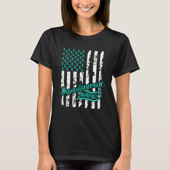 Dysautonomia Warrior Awareness POTS Teal Ribbon Fl T-Shirt (Vorderseite)