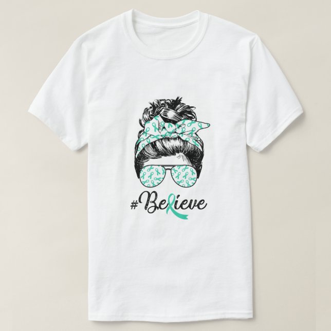 Dysautonomie Awareness Messy Bun Krieger glauben T-Shirt (Design vorne)