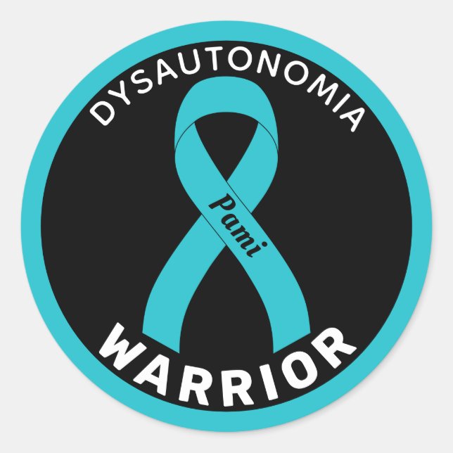 Dysautonomie Warrior Ribbon Black Round Sticker (Vorderseite)