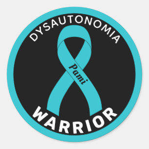 Dysautonomie Warrior Ribbon Black Round Sticker