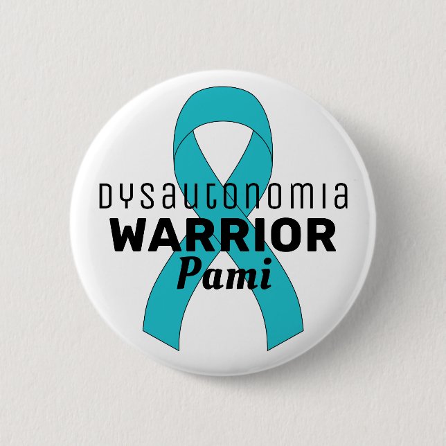 Dysautonomie Warrior Ribbon White Button (Vorderseite)