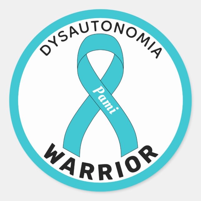 Dysautonomie Warrior Ribbon White Round Sticker (Vorderseite)