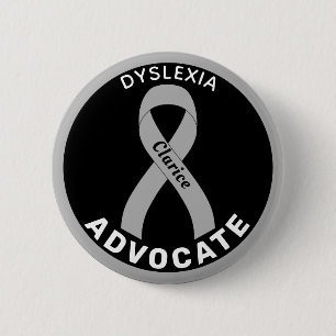 Dyslexia Advocate Ribbon Black Button