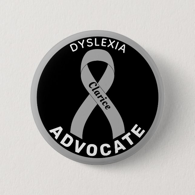 Dyslexia Advocate Ribbon Black Button (Vorderseite)