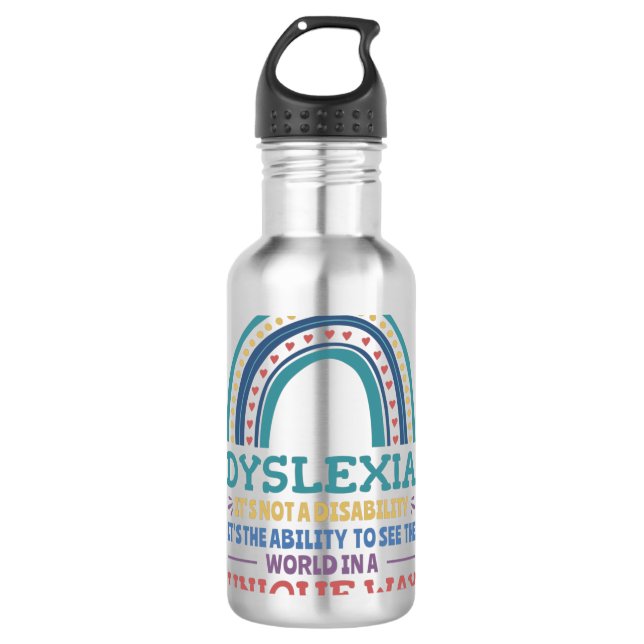 Dyslexia Awareness Dyslexic Edelstahlflasche (Vorderseite)