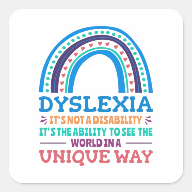 Dyslexia Awareness Dyslexic Quadratischer Aufkleber (Vorderseite)