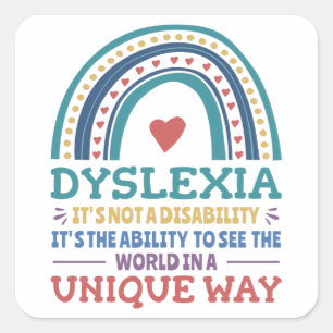 Dyslexia Awareness Dyslexic Quadratischer Aufkleber
