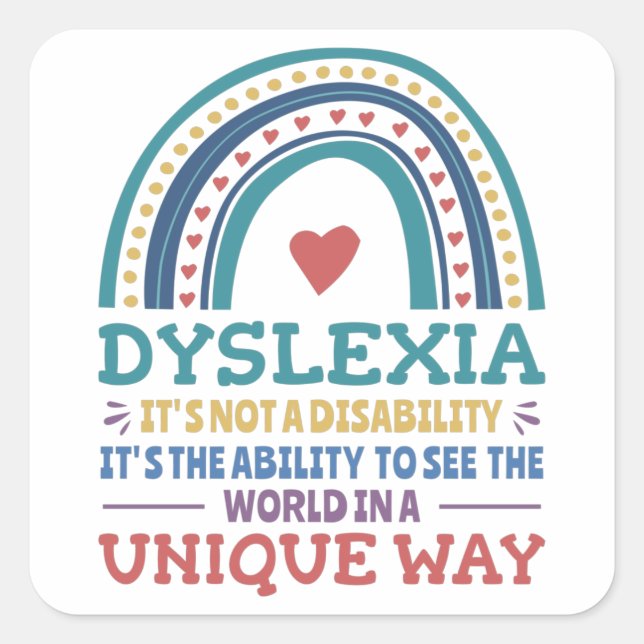 Dyslexia Awareness Dyslexic Quadratischer Aufkleber (Vorderseite)