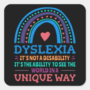 Dyslexia Awareness Dyslexic Quadratischer Aufkleber