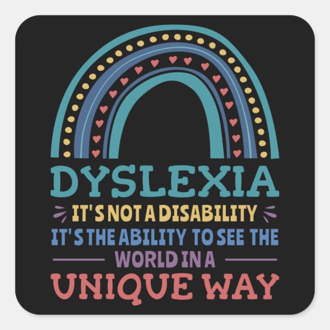 Dyslexia Awareness Dyslexic Quadratischer Aufkleber (Vorderseite)