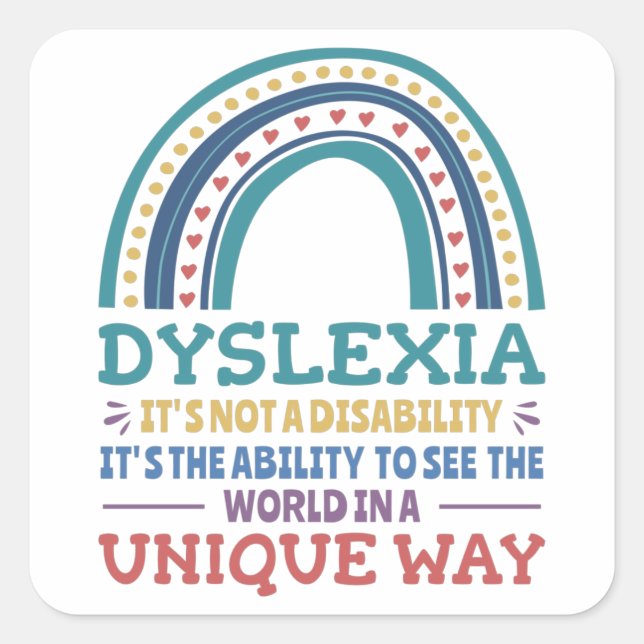 Dyslexia Awareness Dyslexic Quadratischer Aufkleber (Vorderseite)