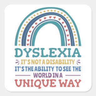 Dyslexia Awareness Dyslexic Quadratischer Aufkleber