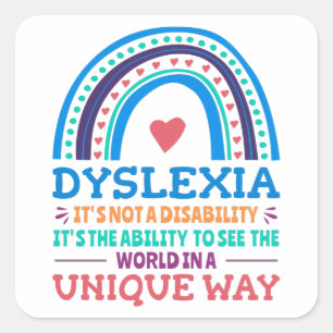 Dyslexia Awareness Dyslexic Quadratischer Aufkleber