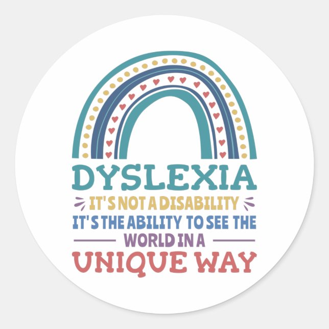 Dyslexia Awareness Dyslexic Runder Aufkleber (Vorderseite)