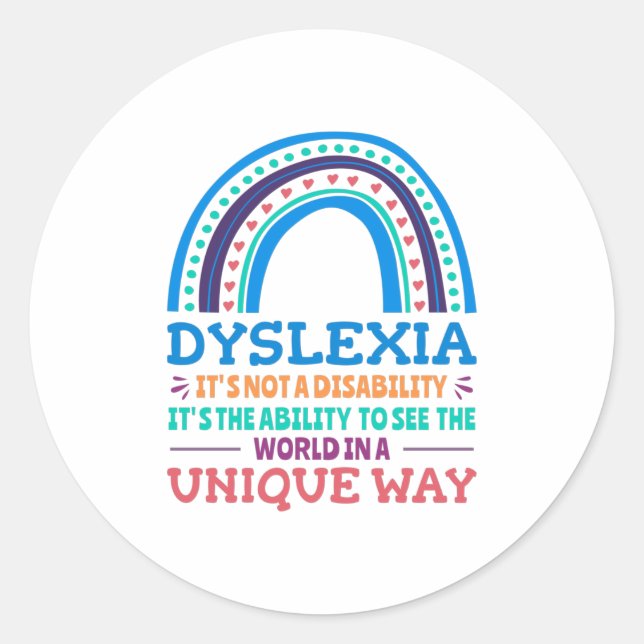 Dyslexia Awareness Dyslexic Runder Aufkleber (Vorderseite)