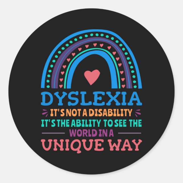 Dyslexia Awareness Dyslexic Runder Aufkleber (Vorderseite)