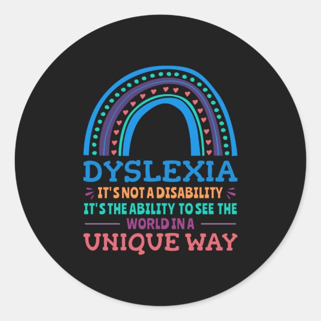 Dyslexia Awareness Dyslexic Runder Aufkleber (Vorderseite)