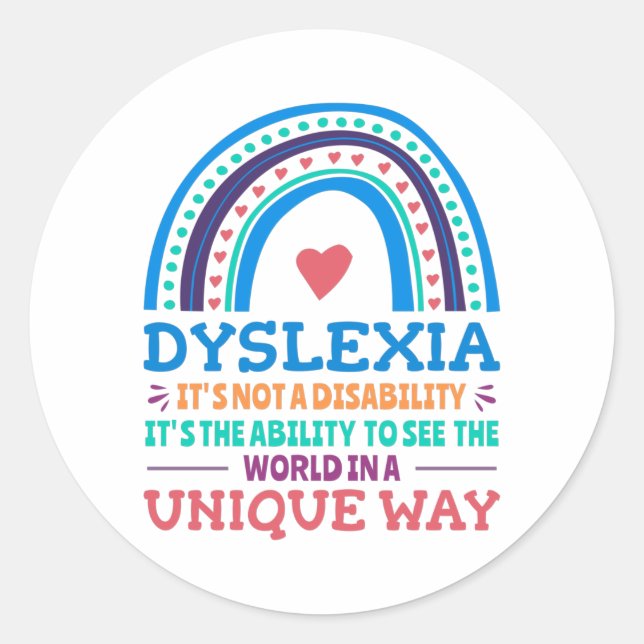 Dyslexia Awareness Dyslexic Runder Aufkleber (Vorderseite)