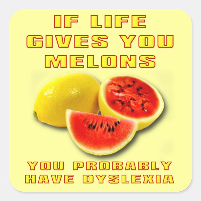 Dyslexia Melons Funny Sticker (Vorderseite)