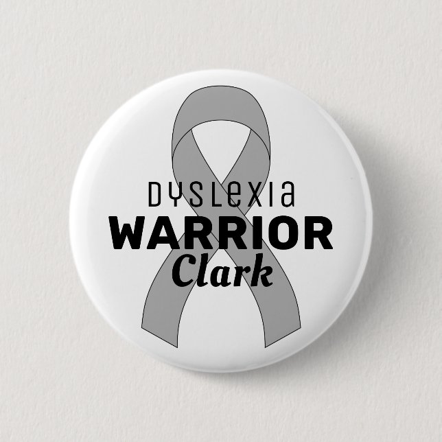 Dyslexia Warrior Ribbon White Button (Vorderseite)