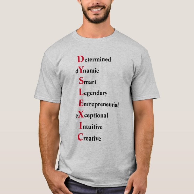 Dyslexie akrostisches Gedicht, rot T-Shirt (Vorderseite)