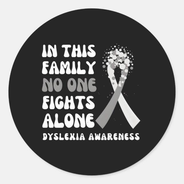 Dyslexie Bewusstsein Gray Ribbon Hope Family Fight Runder Aufkleber (Vorderseite)