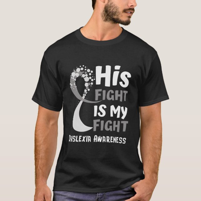 Dyslexie Bewusstsein Gray Ribbon Hope Family Fight T-Shirt (Vorderseite)