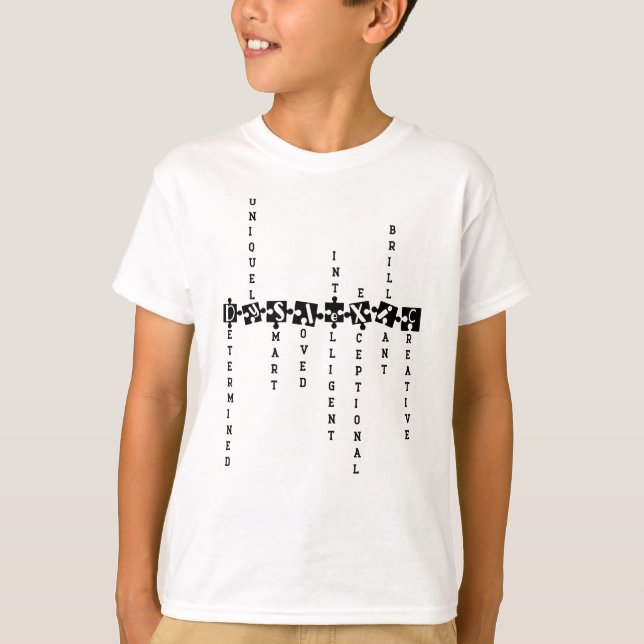 Dyslexie Bewusstsein, Inspirierend Unruhe Wortart T-Shirt (Vorderseite)