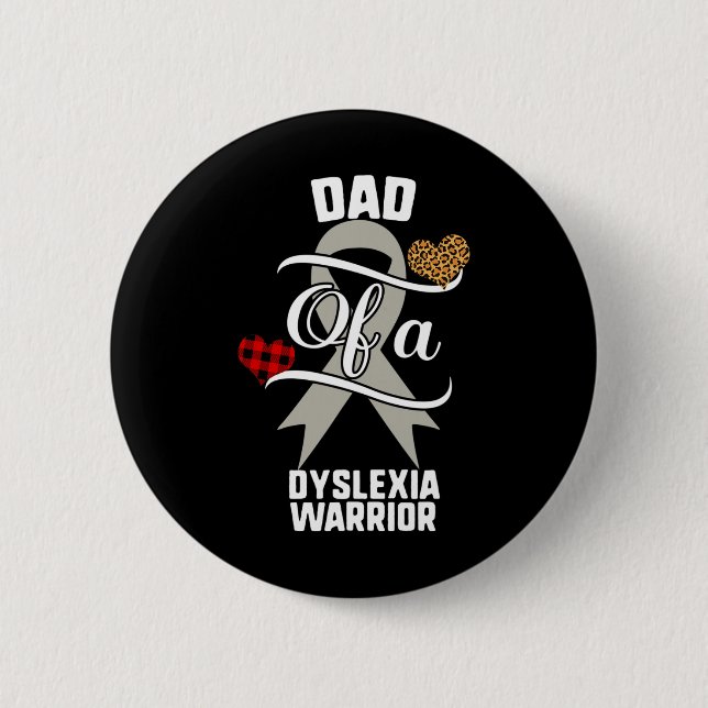 Dyslexie Bewusstsein Leopard Buffalo Karierte Fami Button (Vorderseite)