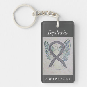 Dyslexie Bewusstsein Silver Ribbon Angel Schlüssel Schlüsselanhänger