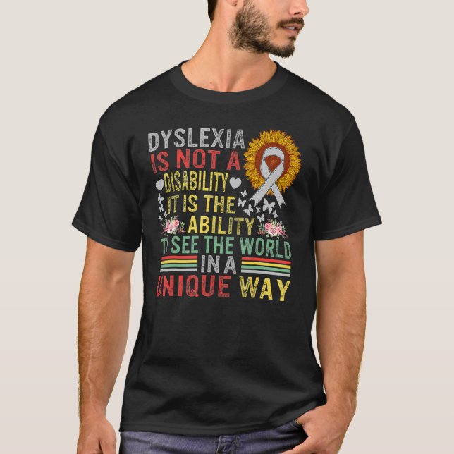 Dyslexie Bewusstsein Welteinzigartig Nicht Behinde T-Shirt (Vorderseite)