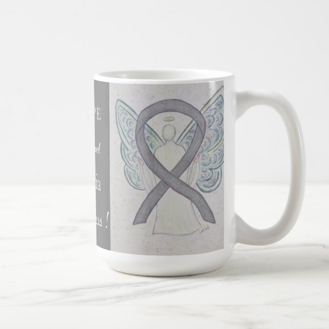 Dyslexie Bewusstseinsbildung Ribbon Engel Custom T Tasse (Rechts)