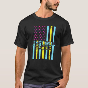 Dyslexie-Lehrer-Therapeut-Bewusstsein USA-Flagge C T-Shirt