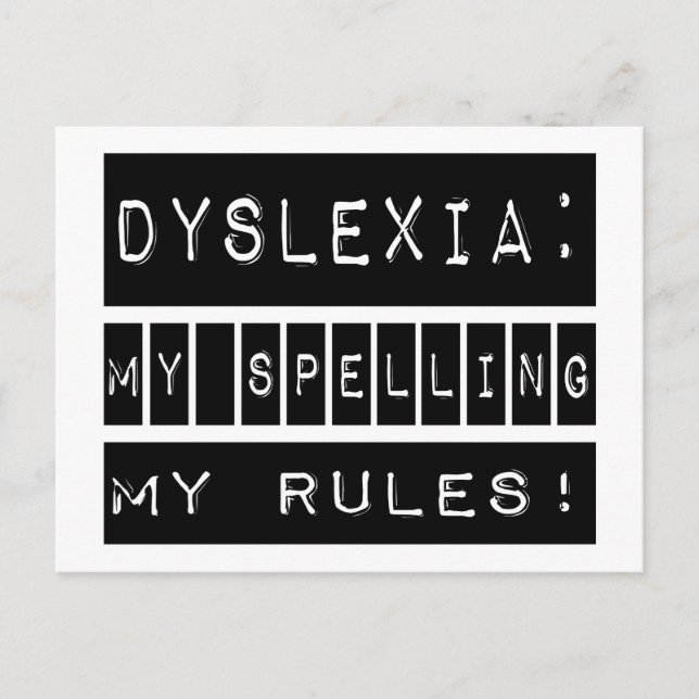 Dyslexie: Meine Rechtschreibung meiner Regeln! Dys Postkarte (Vorderseite)
