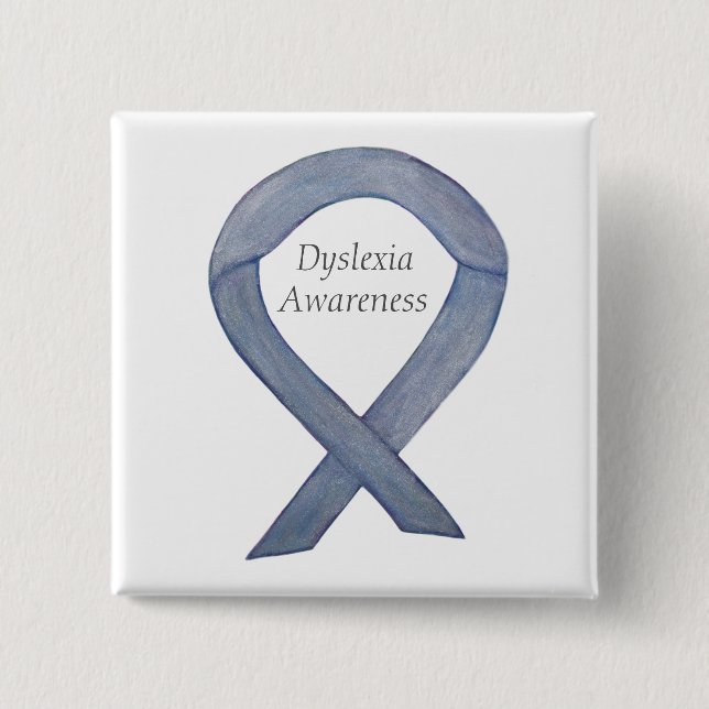 Dyslexie Silver Awareness Ribbon Custom Button (Vorderseite)