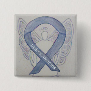 Dyslexie Silver Awareness Ribbon Engel Custom Butt Button