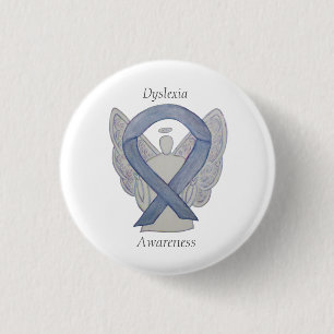 Dyslexie Silver Awareness Ribbon Engel Custom Butt Button